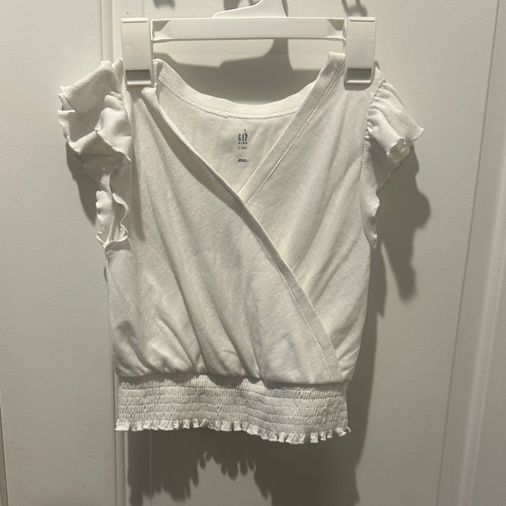 GAP White Ruffle Sleeve Kids Blouse